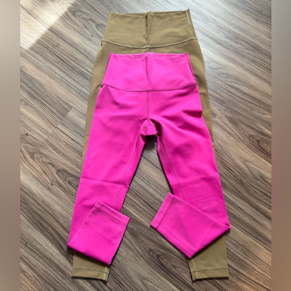 lululemon Wunder under  Pink and Tan Leggings set of 2.  Size 4